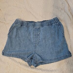 Madewell Light Blue Denim Elastic-Waist Shorts